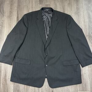 Oak Hill Blazer Jacket Mens 60L Dark Gray Solid Wool Two Buttons